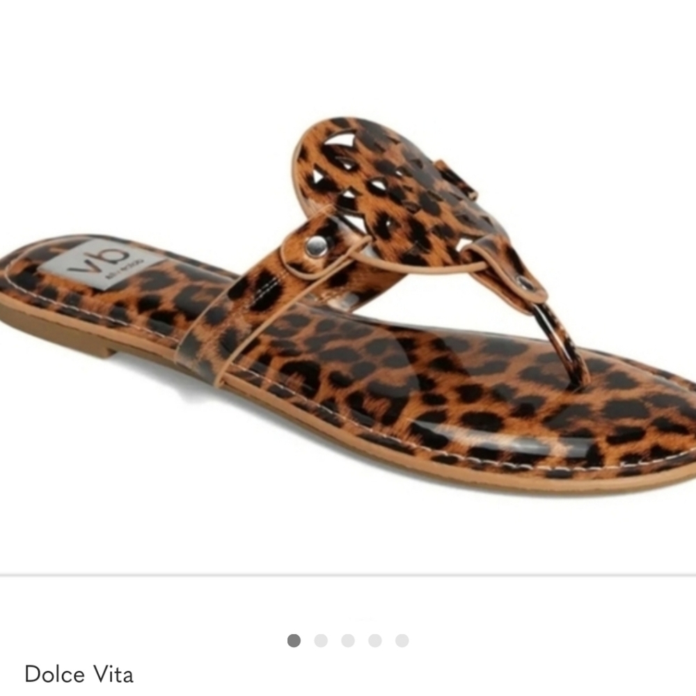 Dolce Vita Women's Gotie Leopard Patent_ Thong Sandals. NWT S 5